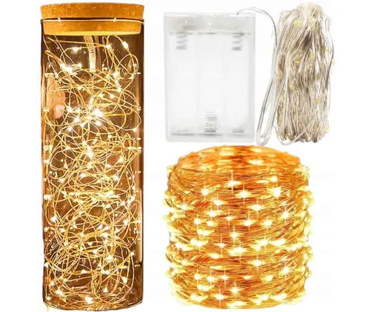 Гирлянда на батарейках 100 ламп (10м) (3xAA) Желтый