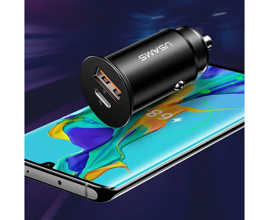 АЗУ USAMS US-CC097 C15 QC4.0+PD3.0 Fast Charging Car Charger Черный