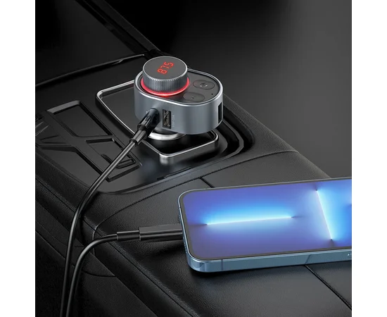 АЗУ FM модулятор HOCO E72 PD30W Серый