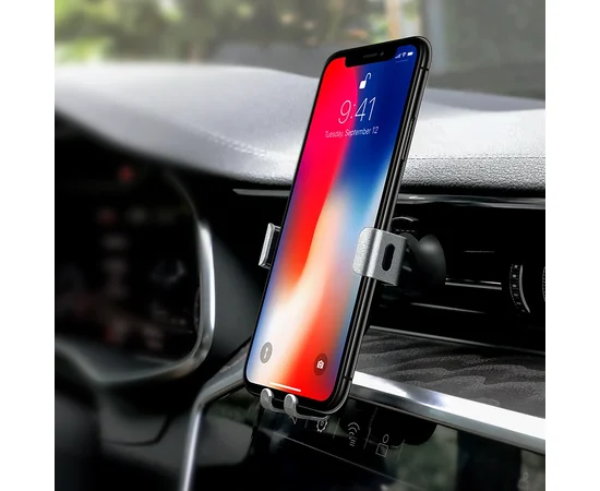 Автодержатель Hoco CA56 с авто захватом телефона Черно - стальной