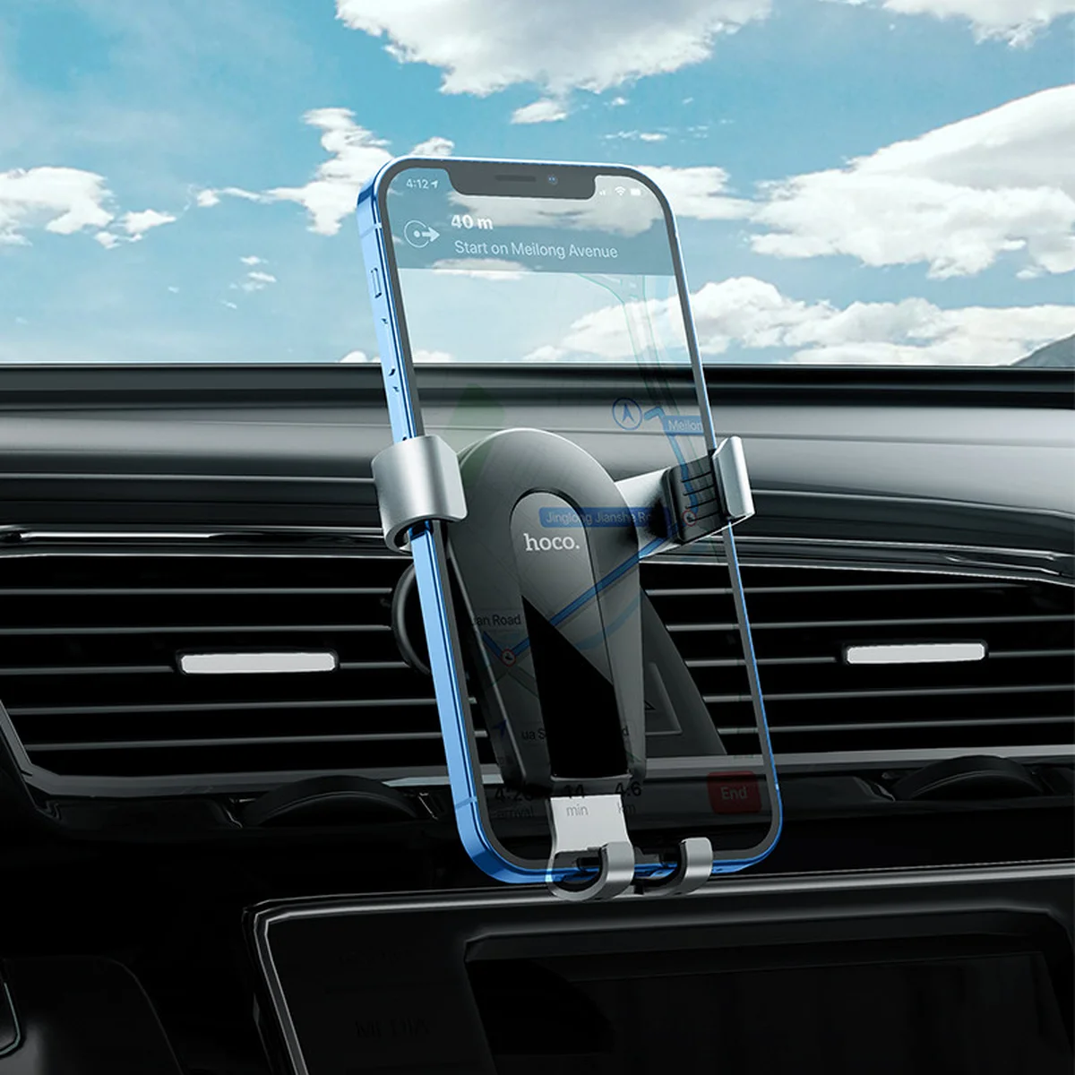 Автодержатель Hoco CA92 Черный / Серебряный