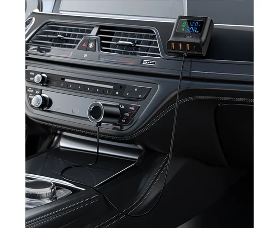 АЗУ Acefast B8 digital display car HUB charger Black