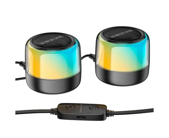 Bluetooth колонка Borofone BP12 Colorful BT wired 2-in-1 computer speaker Black