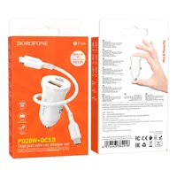 АЗУ Borofone BZ18A PD20W+QC3.0 + Type-C to Lightning Белый