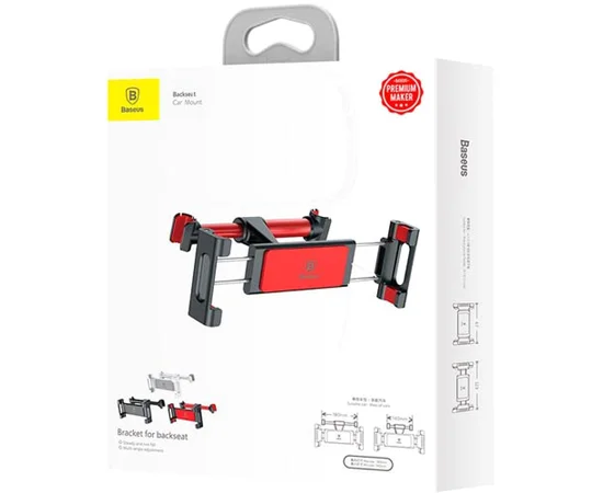 Автодержатель Baseus Backseat Car Mount, на подголовник Black / Red