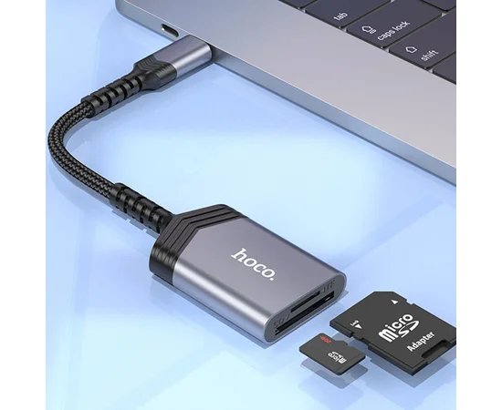 Картридер Hoco UA25 2in1 Type-C Metal gray