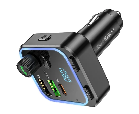 АЗУ FM модулятор Borofone BC53 Highway PD20W+QC3.0 Black