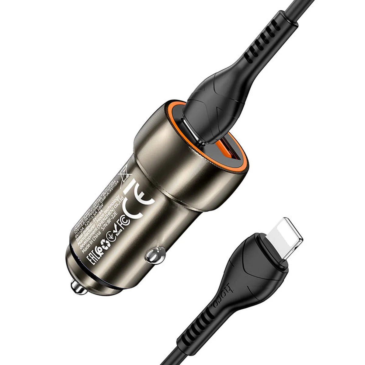 АЗУ Hoco Z46A Blue whale PD 20W + QC3.0 + Type-C to Lightning Metal gray