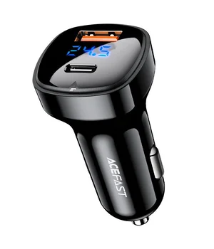 АЗУ Acefast B4 digital display 66W(USB-C+USB-A) dual port Black