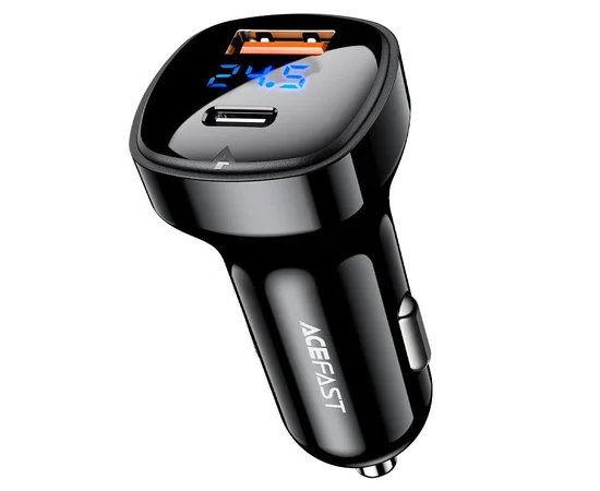 АЗУ Acefast B4 digital display 66W(USB-C+USB-A) dual port Black