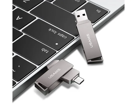 Флеш накопитель USAMS US-ZB201 Type-C+ USB3.0 Rotatable High Speed Flash Drive 128 Gb Iron-grey
