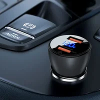 АЗУ Acefast B7 metal car charger 45W (USB-A + USB-A) with digital display Transparent black