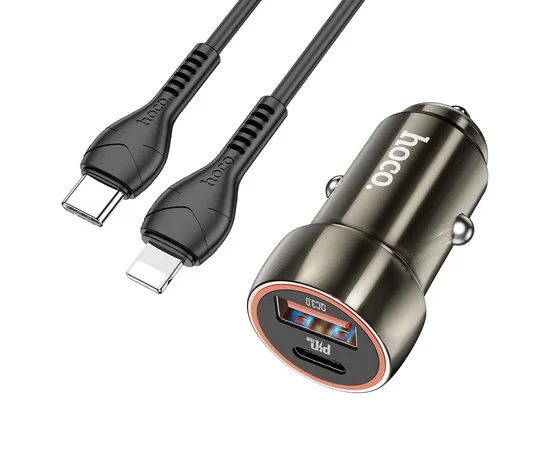 АЗУ Hoco Z46A Blue whale PD 20W + QC3.0 + Type-C to Lightning Metal gray