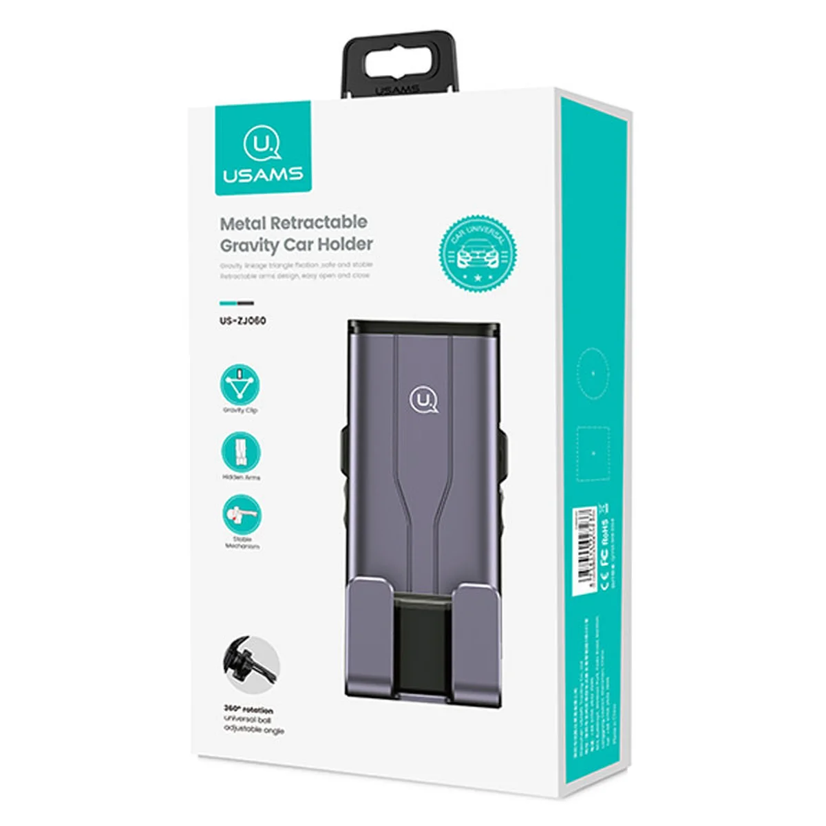 Автодержатель USAMS US-ZJ060 Metal Retractable Gravity Серый