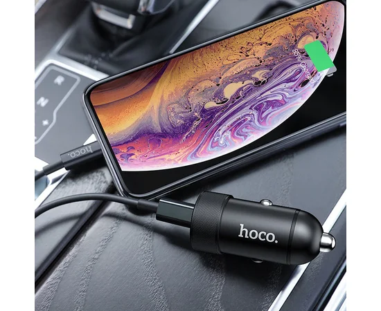 АЗУ Hoco Z32B PD+QC3.0 (1USB/18W/4.5A) + Type-C to lightning Черный