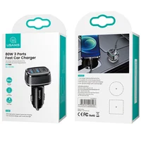 АЗУ Usams US-CC126 C24 80W 3 Ports Черный