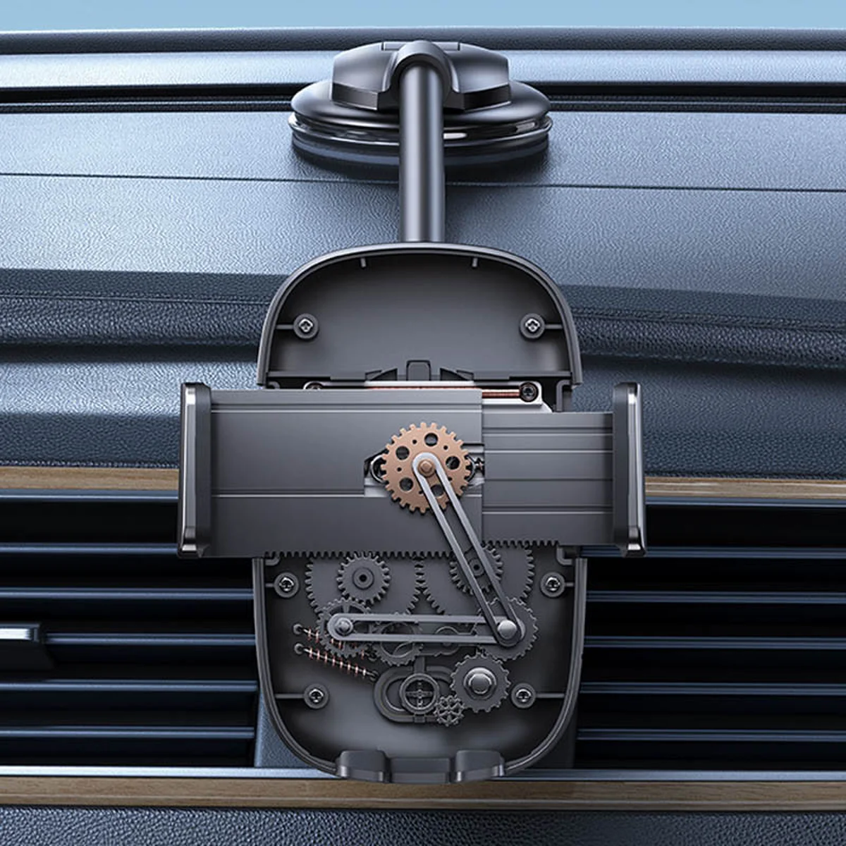 Автоутримувач Usams US-ZJ065 Car Center Console Retractable Phone Holder (Adjustable Gooseneck) Black