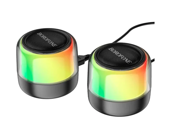 Bluetooth колонка Borofone BP12 Colorful BT wired 2-in-1 computer speaker Black