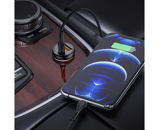 АЗУ Hoco NZ5 Smooth road PD30W + QC3.0 + Type-C to Lightning Черный