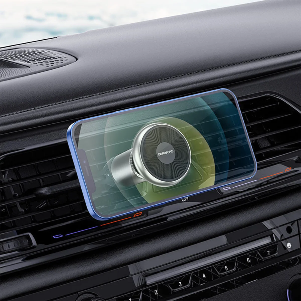 Автодержатель Borofone BH47 Cool move air outlet magnetic (extended version) Black / Silver