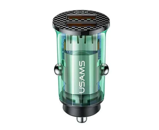 АЗУ Usams US-CC122 C23 36W Super Si (2USB/36W) Прозрачный / Синий