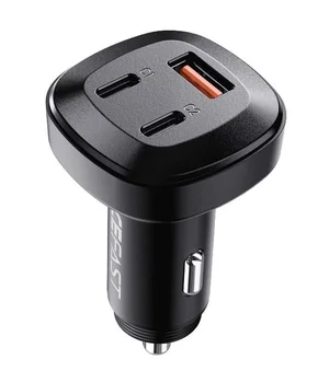 АЗУ Acefast B3 66W(USB-C+USB-C+USB-A) three-port metal car charger Black