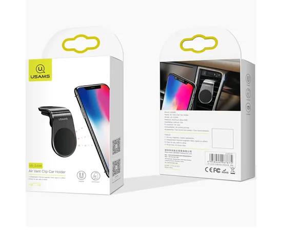 Автодержатель Usams US-ZJ046 Clip (Air Vent) Черный