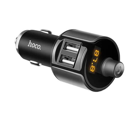 АЗУ FM модулятор Hoco E19  (2USB 2.4А) Черный / Серый