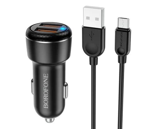 АЗУ Borofone BZ17 QC3.0 (2USB/3A) + MicroUSB Черный