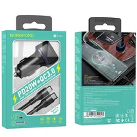 АЗУ Borofone BZ14A PD20W+QC3.0 (1Type-C/1USB/3A) + Type-C to Type-C Черный