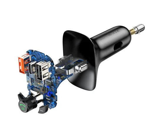 АЗУ FM модулятор Baseus T typed S-13 (PPS QC) 2USB + Type-C (CCTM) Черный