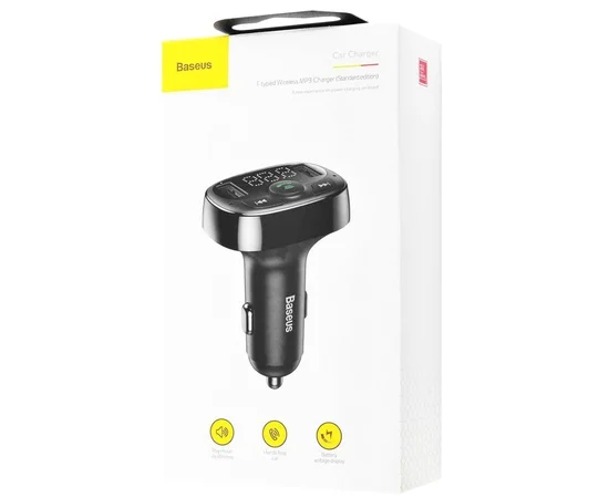 АЗП Baseus Bluetooth FM Launcher Standart Edition 2.4A 2USB Чорний