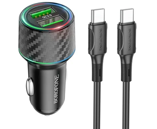 АЗУ Borofone BZ21 Brilliant 48W PD30W+QC3.0 (1Type-C/1USB) + Type-C to Type-C Black