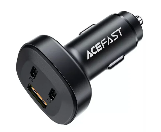 АЗУ Acefast B3 66W(USB-C+USB-C+USB-A) three-port metal car charger Black