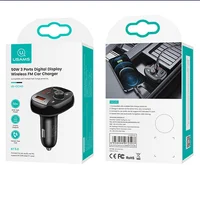 АЗУ Usams US-CC143 C25 50W 2A+C 3 Ports Digital Display Wireless FM Car Charger Черный