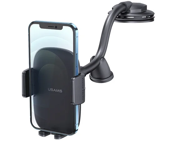Автодержатель Usams US-ZJ065 Car Center Console Retractable Phone Holder (Adjustable Gooseneck) Black
