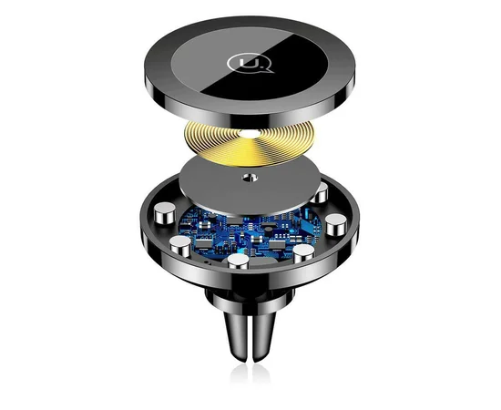 Автодержатель USAMS US-CD44 Magnetic Air Vent с QI зарядкой Черный