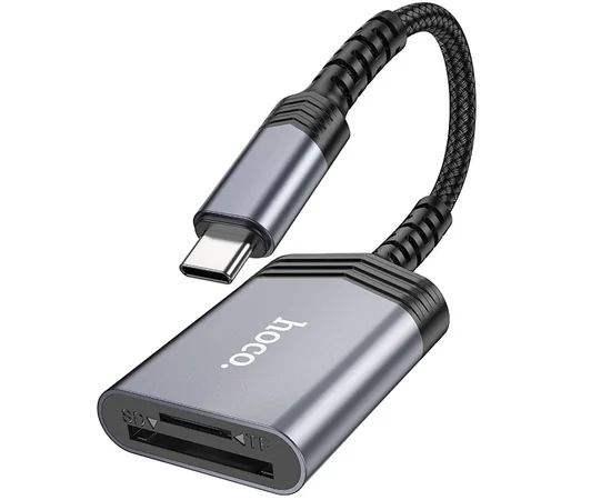 Картридер Hoco UA25 2in1 Type-C Metal gray