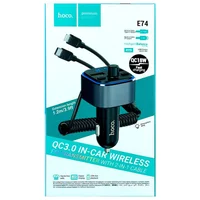 АЗУ FM модулятор Hoco E74 Energy QC3.0 2in1 with cable Metal gray