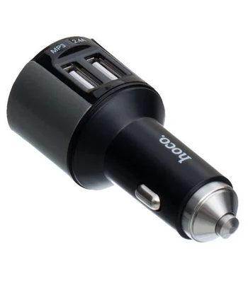 АЗУ FM модулятор Hoco E19 (2USB 2.4А) Чорний / Сірий