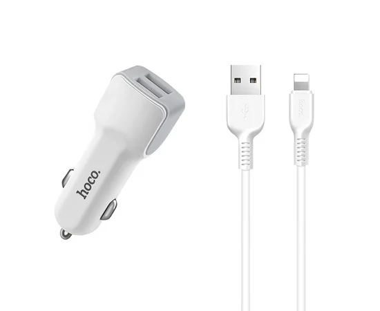 АЗУ Hoco Z23 Grand Style + Cable (Lightning) 2.4A 2USB Белый