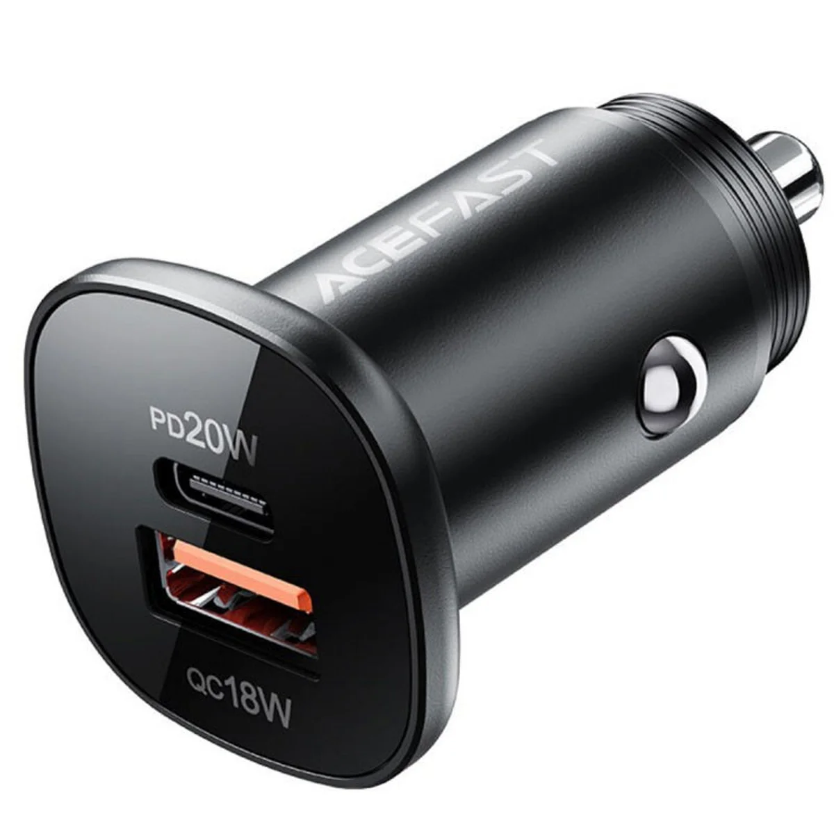 АЗУ Acefast B1 mini 38W (USB-C+USB-A) dual-port metal car charger Black