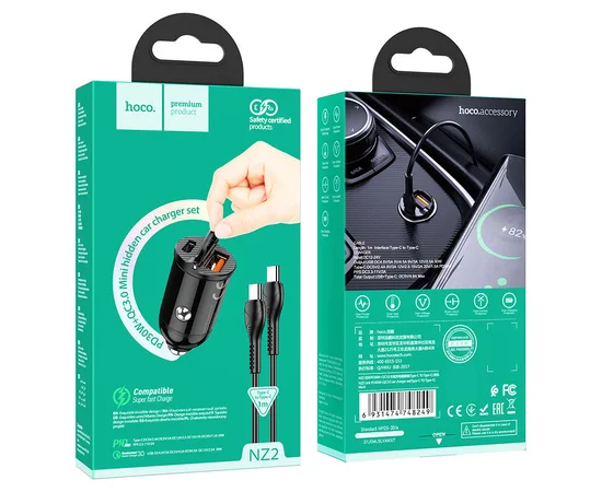 АЗУ Hoco NZ2 Link PD30W+QC3.0 + Type-C + Type-C Черный