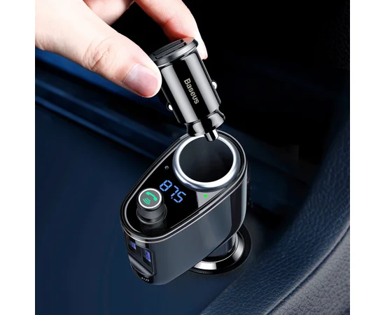 АЗУ Baseus Bluetooth FM Launcher Locomotive 3.4A 2USB Черный