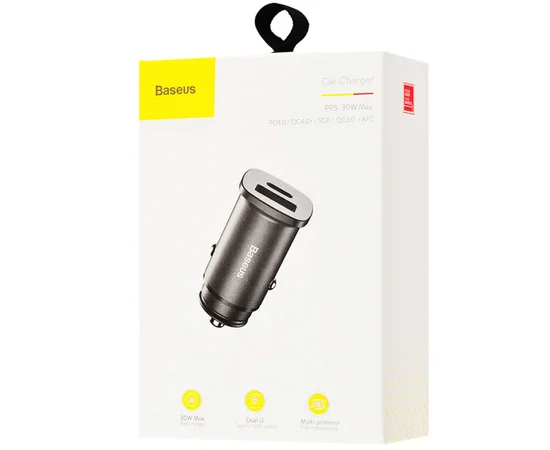 АЗУ Baseus Square Metal PD 3.0 QC 4.0+ 30W USB + Type-C Черный