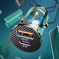 АЗП Usams US-CC122 C23 36W Super Si (2USB / 36W) Прозорий / Синій