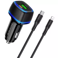 АЗУ Borofone BZ14A PD20W+QC3.0 (1Type-C/1USB/3A) + Type-C to Lightning Черный