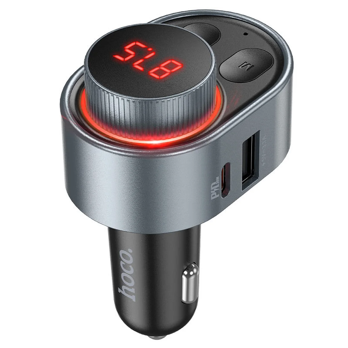 АЗУ FM модулятор HOCO E72 PD30W Сірий
