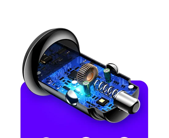 АЗП USAMS US-CC086 C12 QC4.0 + PD3.0 Fast Charging Car Charger Чорний