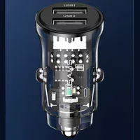 АЗУ Usams US-CC162 C31 2 Ports A+A Transparent black